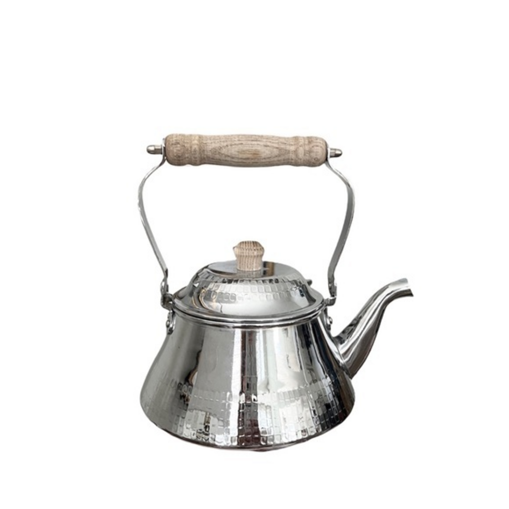 Revere Ware‎ Korea Vintage Silver Metal Wood Handle Details Tea Kettle Pot
